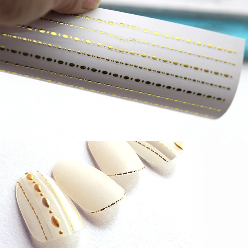 1 лист, Золотой 3D стикер для ногтей, изогнутая полоса, узкая линия, наклейки для ногтей, s клейкая полоска, лента для маникюра, наклейки для дизайна ногтей, s наклейки