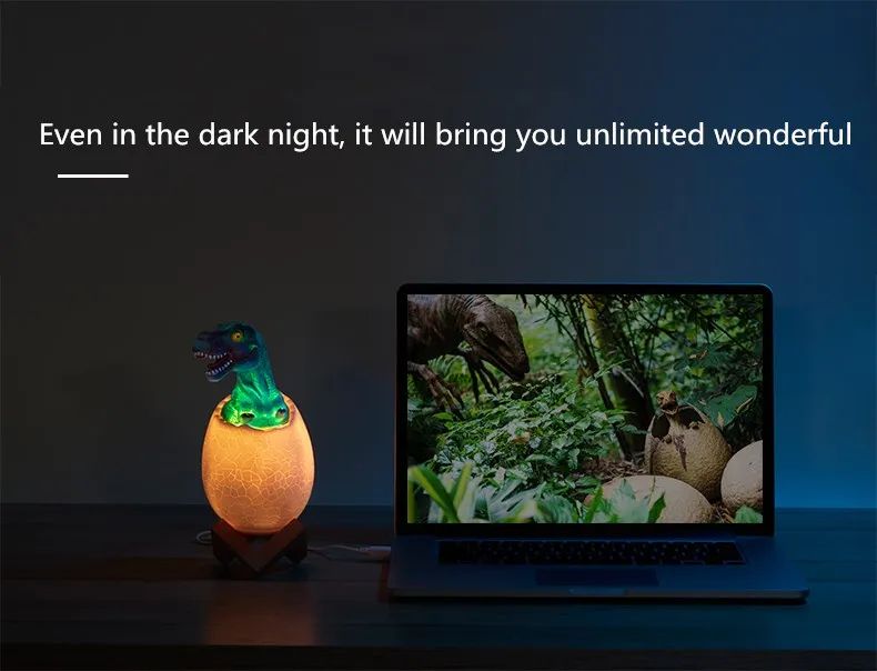 Светодиодный Светильник-ночник, креативный сенсорный датчик, 16 цветов, прикроватная лампа с изображением динозавра, яйца, дистанционное управление, 3 режима, светильник, перезаряжаемая настольная лампа