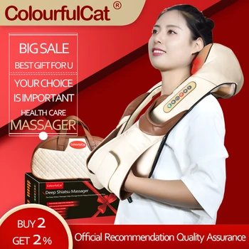 

Shiatsu Neck and Back Massager with Soothing Heat Electric Deep Tissue Kneading Massage Pillow for Shoulder Leg Body Muscle Pain