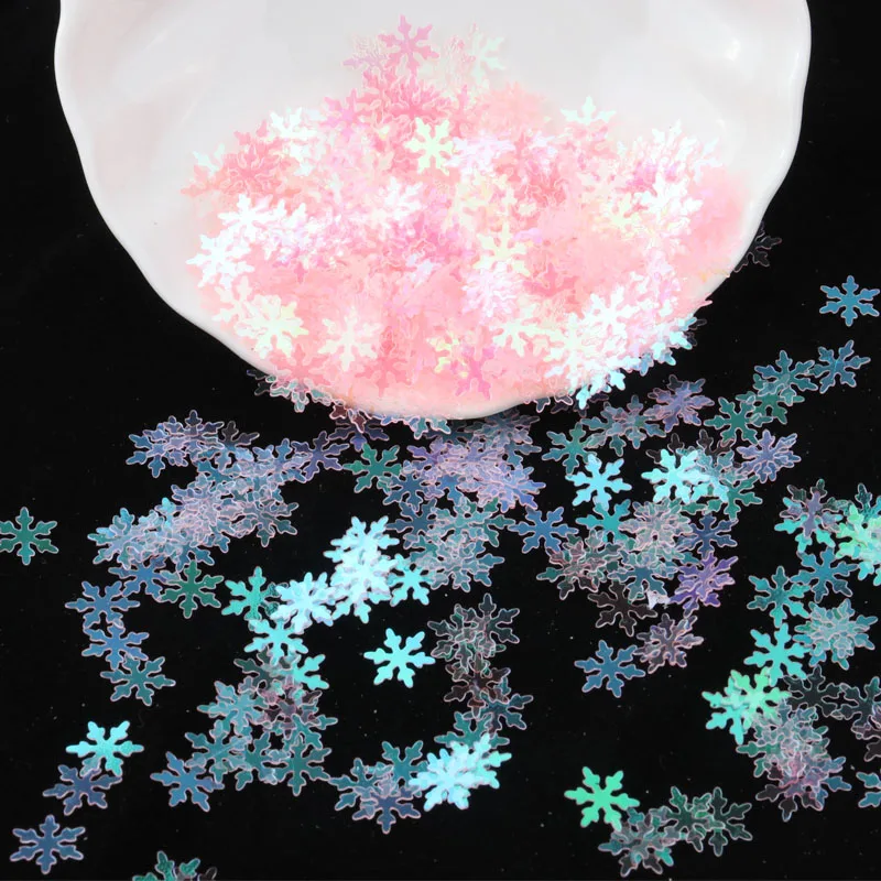 Розовые пайетки прозрачный Снежинка цветок в форме сердечка Блестки 3-10 мм блесток Блестки вечерние, ногтей искусство, свадебные украшения 20 г