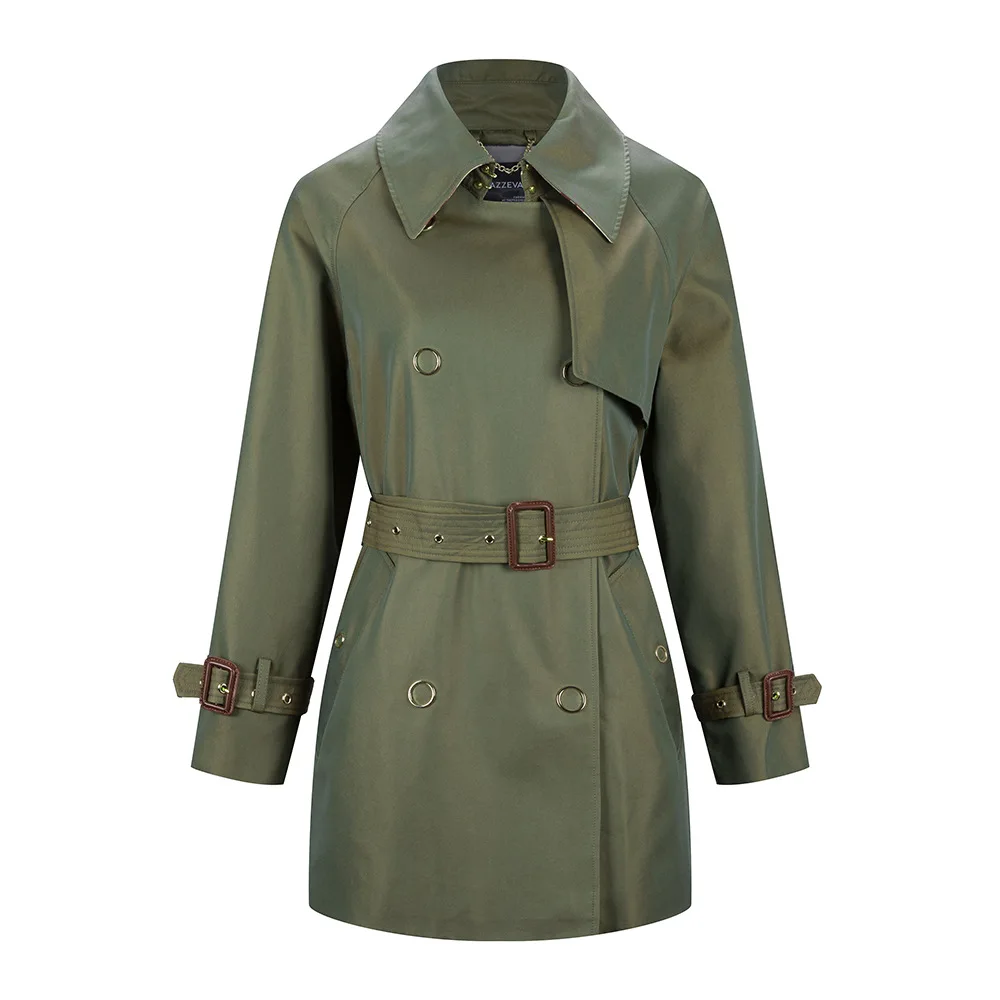 

2019 New Autumn Women's Metal Buckle Decorated Cotton England Long Windbreaker Women Trench Coat for Women