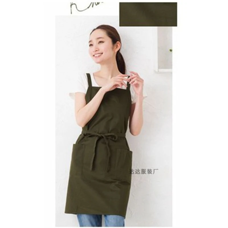 Pure Color Cooking Kitchen Apron for Woman Men Chef Waiter Cafe Shop BBQ Hairdresser Aprons Bibs Kitchen Accessory Print Logo - Color: 4