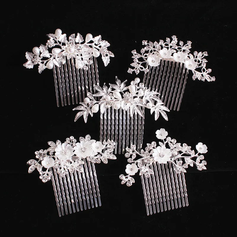 Crystal Bride Hair Comb Wedding Hair Accessories Handmade Simulated Pearls Bridal Headdress Hair Ornaments Jewelry Hairwear