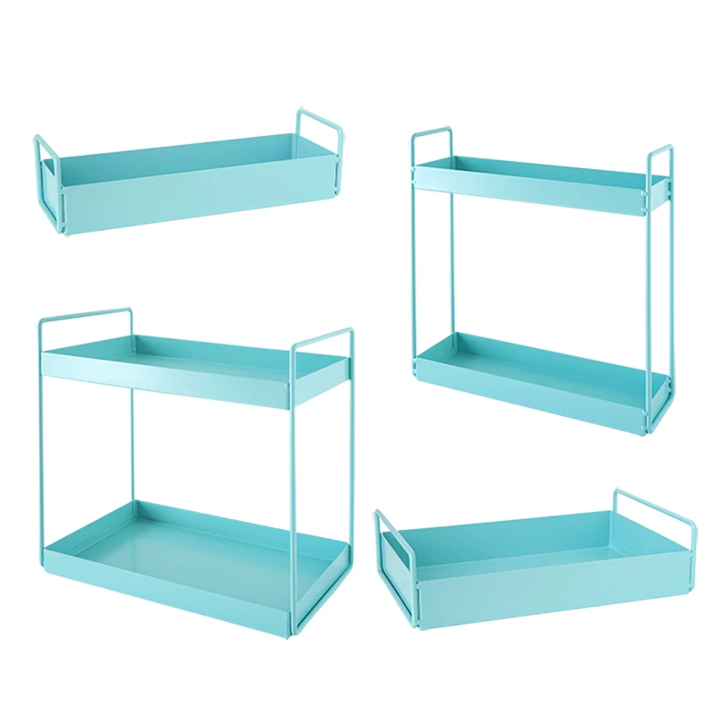 Blue color bathroom storage racks 2 layers make up display holder home decorating