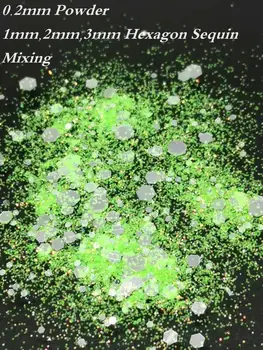

10g/bag Glitter Powder Hexagon Sequins mixed 16colors Laser Shining Nail Sequins Chrome Flakes Pigment Dust Super Bright Flash