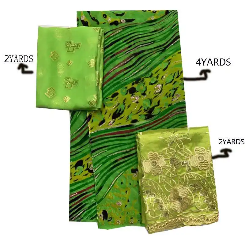 2 ярда шелковый шарф с 4 ярдами шелковая одежда с 2 ярдами Африканский Джордж кружева модное платье с принтом для женщин - Цвет: as picture