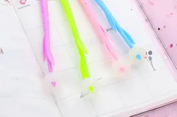 

change color candy flower gel pen cartoon school student gel ink pen office stationery black write pen promotion gift 48pc/lot