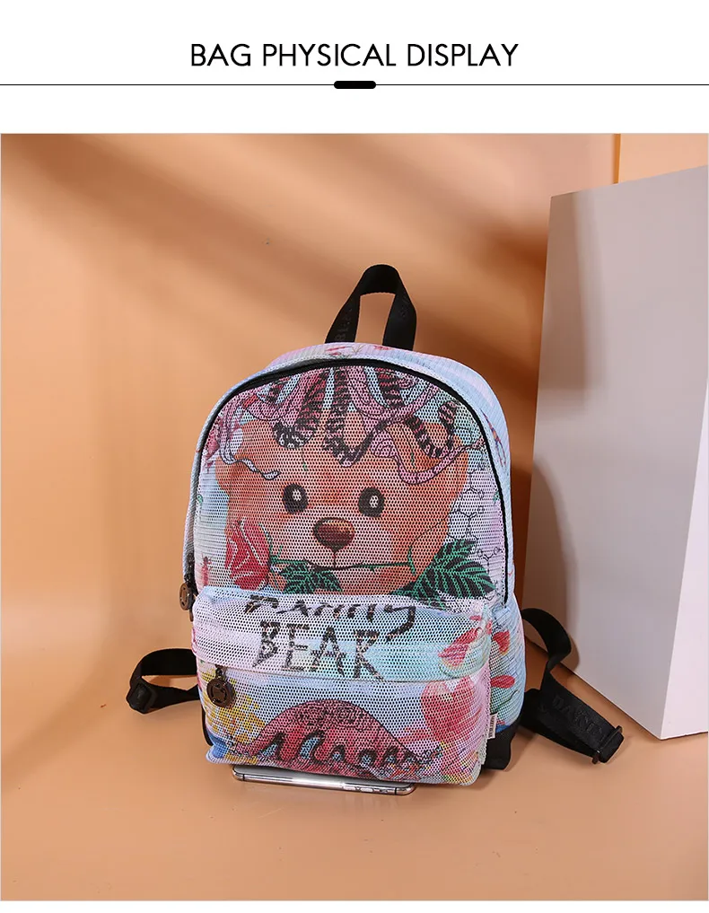 Danny Bear/рюкзак с мультяшным принтом для студентов; милый рюкзак для путешествий с изображением медведя; тканевая сумка; DBTB9915037