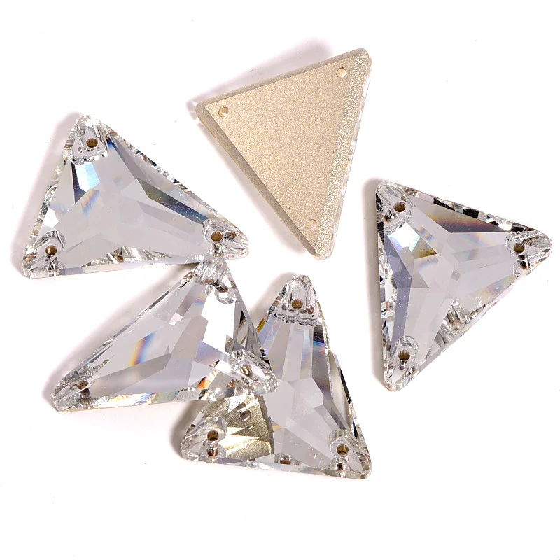 Top Quality Isosceles Tri-angle Glass Sew On Rhinestones Crystal AB Crystal Sewing Strass (2)