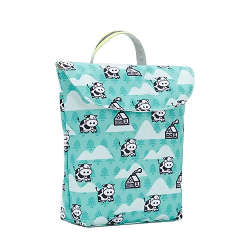 Animals Size L Мультфильм печати влажная сухая сумка Детские Пеленки сумка-Органайзер многоразовый карман для детских подгузников Сумка - Цвет: Animals Size L