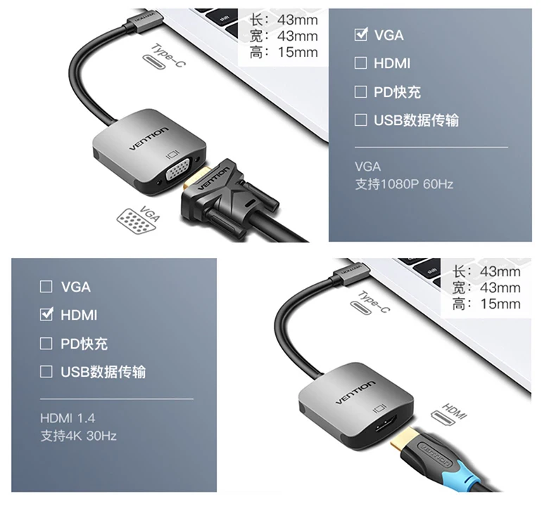 Vention USB C HDMI 4K USB 3,1 type C на HDMI переходник с внутренней резьбой для VGA кабель huawei mate 10 usb type-c HDMI адаптер