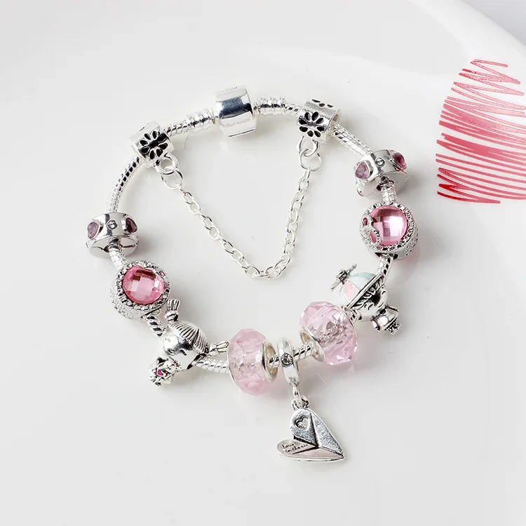 Pan family браслет Розовая серия для мальчиков и девочек чистый браслет любовь бумажный самолет кулон браслет
