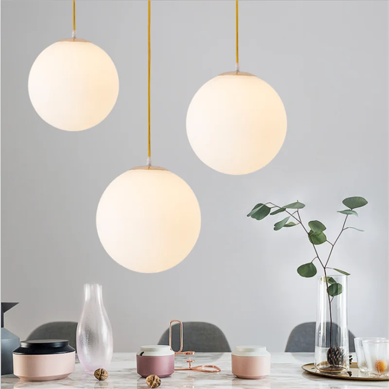 Gold/Black Glass Ball Pendant Lights White Globe Hanging Lamps Bar Restaurant Deco Luminaire Bedroom Light LED Pendant Lamp for pendant lights,pendant lamp