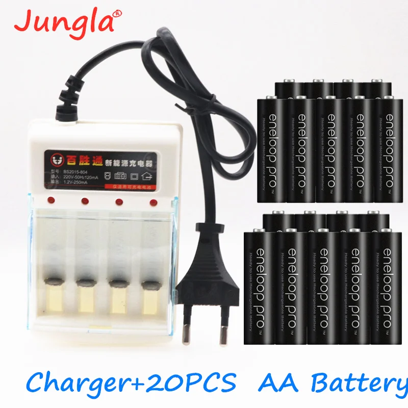 

Original Battery Pro AA 2500mAh 1.2V NI-MH Camera Flashlight Toy Pre-Charged Rechargeable Batteries+AA charger