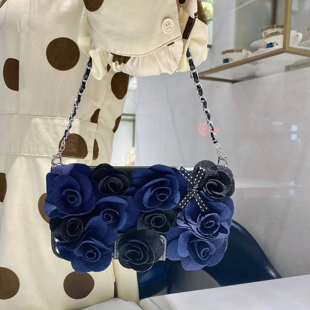 

Luxury elegant blue rose bag phone case For Samsung Galaxy Note 8 9 10 Plus S8 S9 S10 PLUS Can put card bag all inclusive cover
