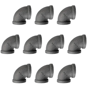 

10 Pack Elbow Pipes - 3/4 inch Plumbing Threaded Pipe, 90 Degree Pipe Elbow - Decorative Iron Piping, Metal Cast Pipe Fittings f