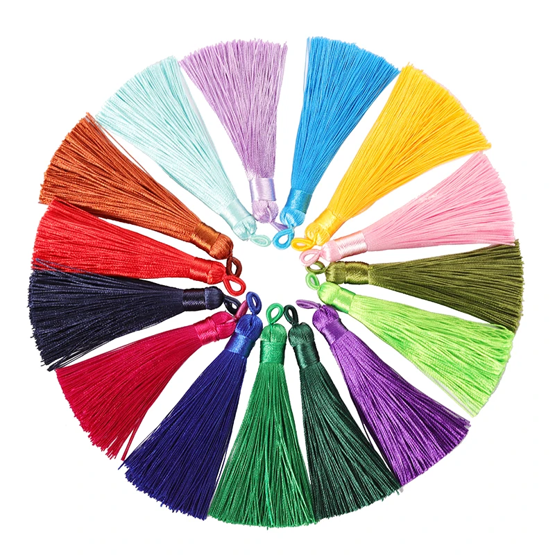 

New 10pcs 8-9cm Colorful Cotton Silk Tassel Brush Earring Charm Making Sati Tassels Pendant Diy Jewelry Findings Handmade Crafts