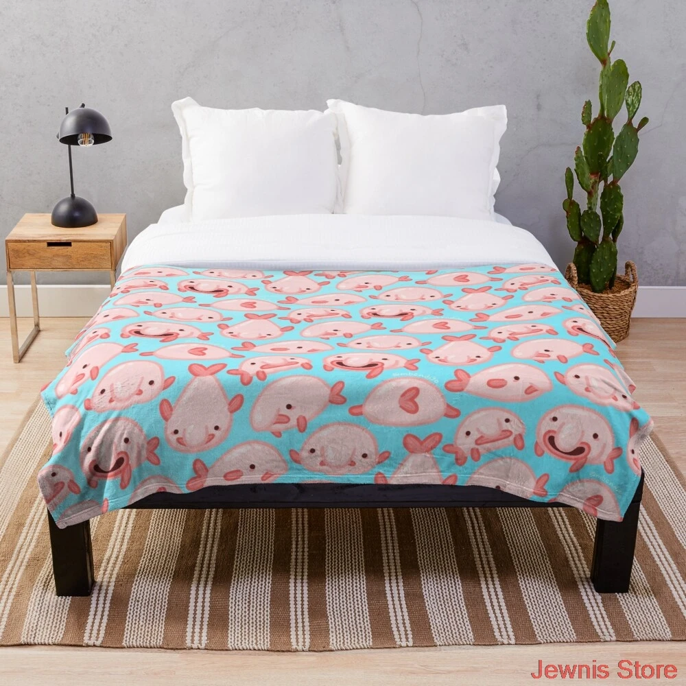 

Blobfish Pattern Throw Blanket Quilt Bedding for Girls Children Adult Gift Bedroom Decor Size Variety for Styles.