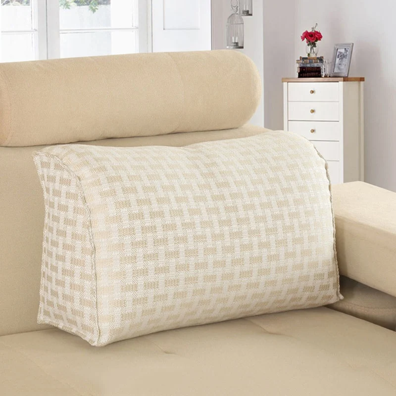 Checked white Solid Color Seat Cushion Ergonomic Design Waist Cushion Large Bed Pillow Breathable Backrest Cushion Detachable Home Textile - Цвет: Checked white