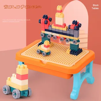 

Multifunctional Large Bricks Baseplate Table Building Blocks Playing Writing Board Learning Desk Educational Toys for Children