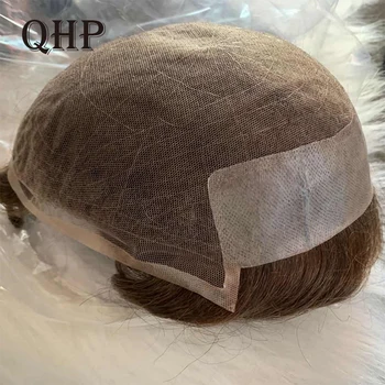 

Human Hair Toupee For Men french lace With PU Wig Hairpieces Indian Natural Remy Hair 6inch Mens Toupee