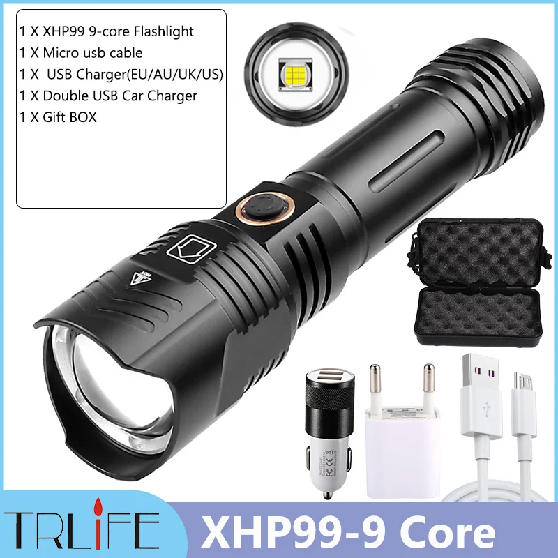 USA Super Bright Torch LED Flashlight USB Rechargeable Camping Tactical lamp