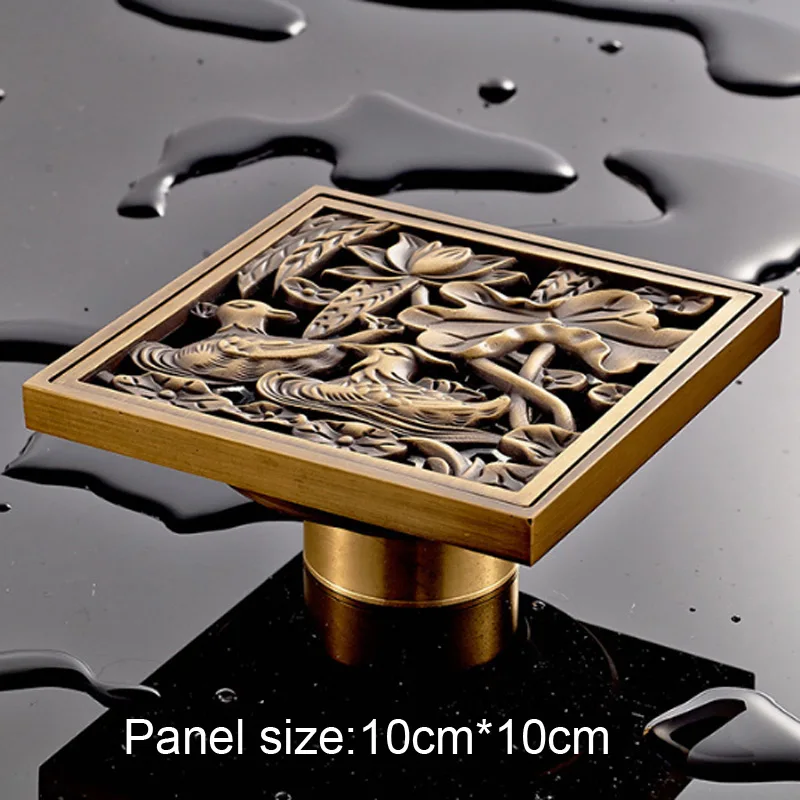 

floor drains European toilet retro square 10CM Antique Brass odor-proof floor drain Deodorization Type 4 inches