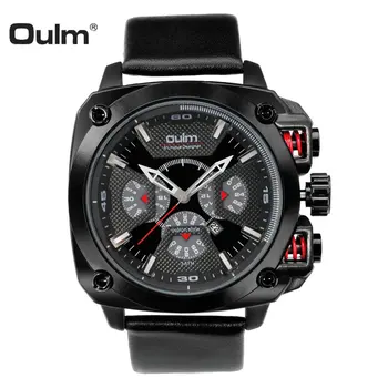 

OULM Rebel Style Quartz Watch for Men Creative Unique Mens Fashion Watches Leather Band Tonneau Dial Calendar Waterproof 2020