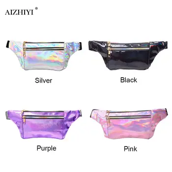 

Fashion Colorful Laser Fanny Waist Bag Women PU Leather Casual Chest Phone Pouch Zipper Female Girls Streetwear Crossbody Pack