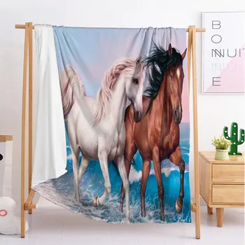 

2020 New horse animal Custom blankets Large and small size throw blanket tapestry sleeping blanket flannel blanket bedding