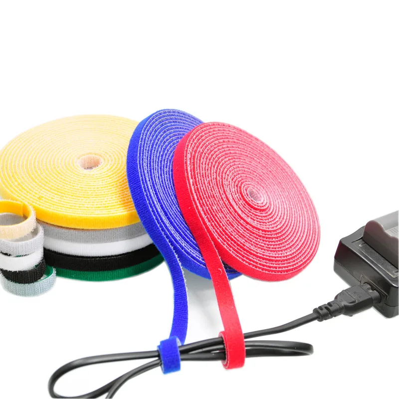 1cm x 25m Reusable Fastening Tape Cable Ties Double Side Hook Roll