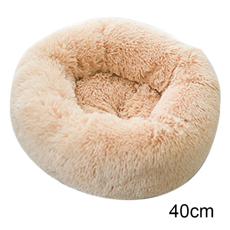 Кровать для домашних животных, собак, кошек, теплая мягкая плюшевая кровать, успокаивающее гнездо, круглый коврик для пончиков AUG889 - Цвет: Apricot