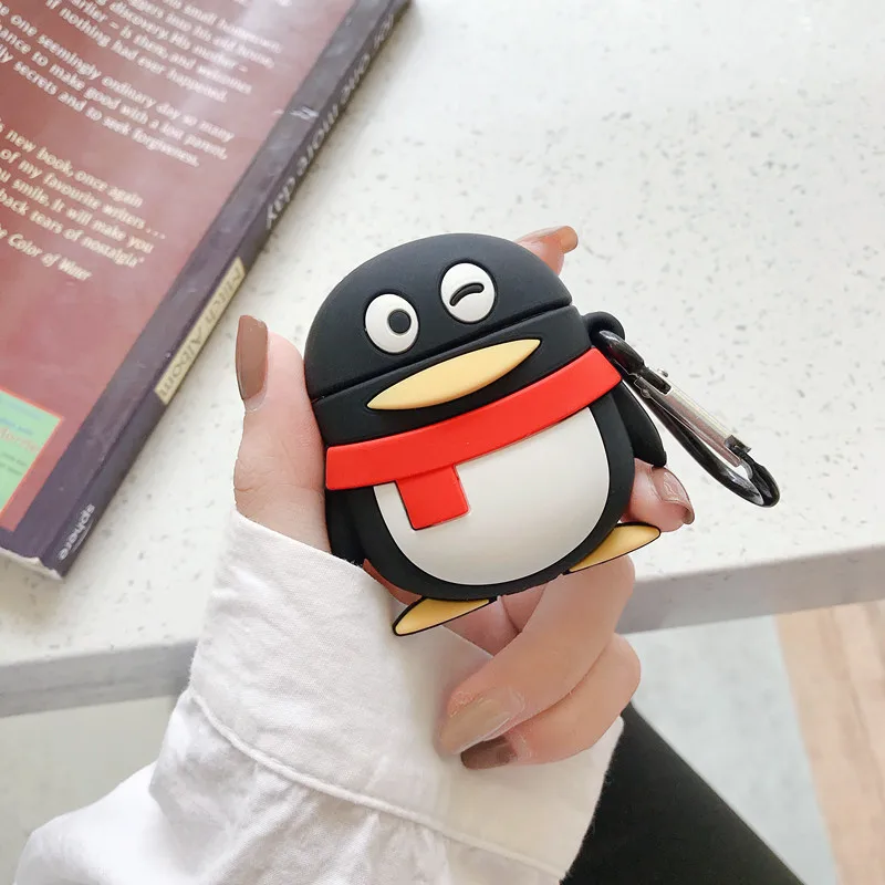 

Cartoon penguin Cute Headphone Cases For Apple Airpods 1 2 Silicone Protection Bluetooth Earphone Cover Accessories