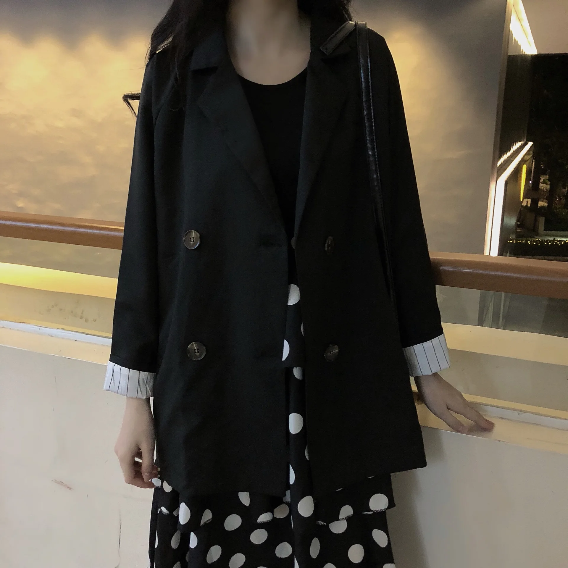 

Photo Shoot New Style Retro Fashion Suit Jacket Women's Spring And Autumn Mid-length Korean-style Casual Thin CHIC Blazer
