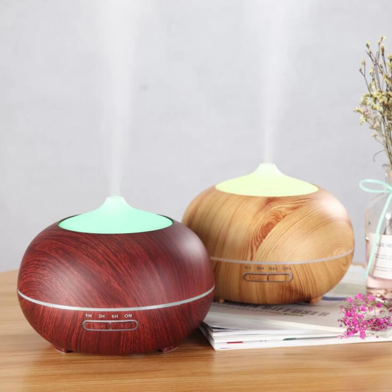 

400ml Wood Grain Ultrasonic Aroma Diffuser Timing Air Humdifier with LED Night Lamps Mist Maker Mini Home Air Purifier