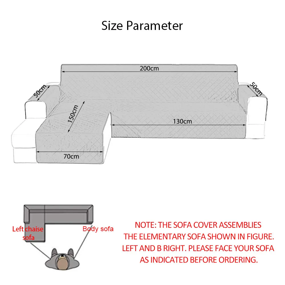 Waterproof Sofa Slipcover Non-slip Soft Sectional Couch Covers Pet Furniture Protector Slipcovers Right Left Arm Sofa Cover
