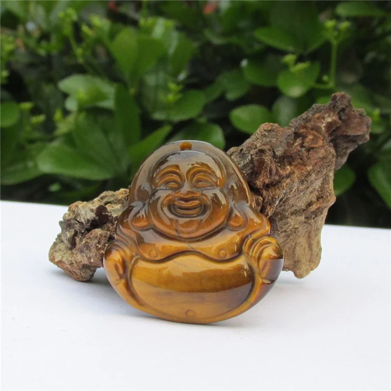 Drop ship Hand Made Tiger eye stone Pendant Maitreya Buddha Jade Pendant Necklace For Women Men pendant Jewelry