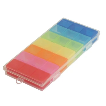 

NEW-Colorful Plastic 21 Compartments 7 Days Medicine Pill Storage Box