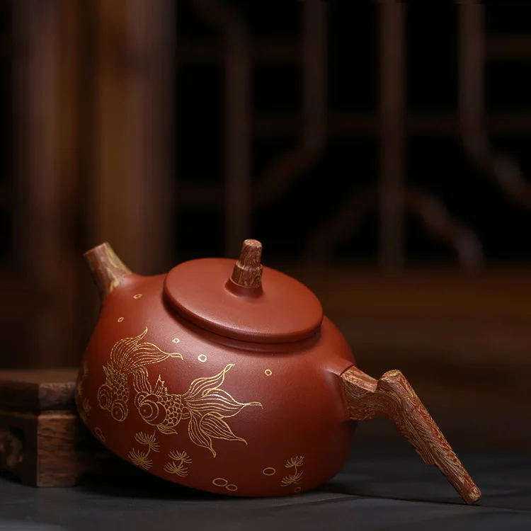 Yixing Clay Tea Set Raw Ore Plain Cement Gold Foil Pot Cutter Mud jack&alin lan hu Entirely Handmade Teapot Famous a Generation