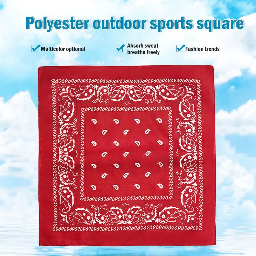 2020 Fashion Hip Hop Polyester Bandana Square Scarf 55*55cm Black Red Paisley Headband Printed For Women/Men | Дом и сад
