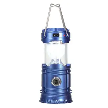

Portable USB Solar Power LED Camping Lantern Tent Hiking Torch Lamp Light Hang, Blue