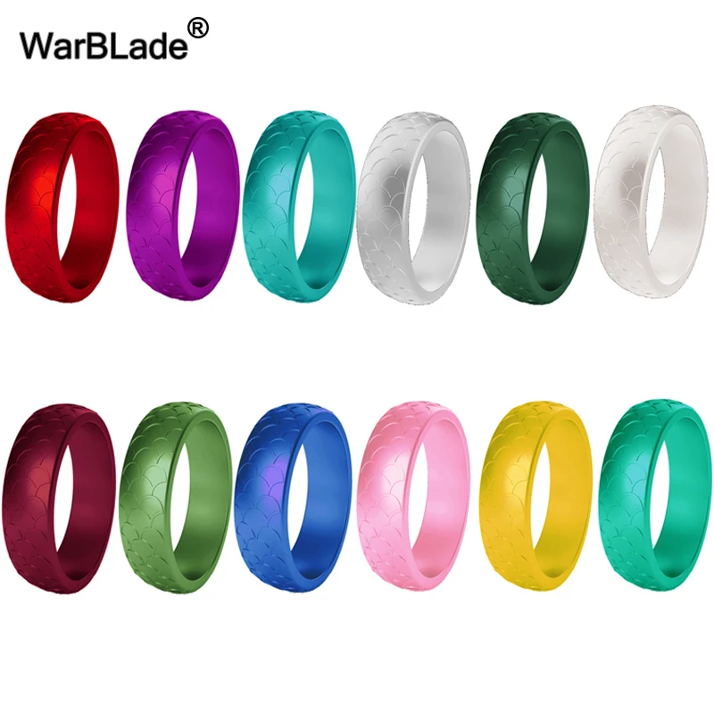 WBL 12pcs/lot 5.7mm Women Silicone Rings Food Grade FDA Silicone Finger Ring Hypoallergenic Flexible Women Wedding Rubber Bands 2