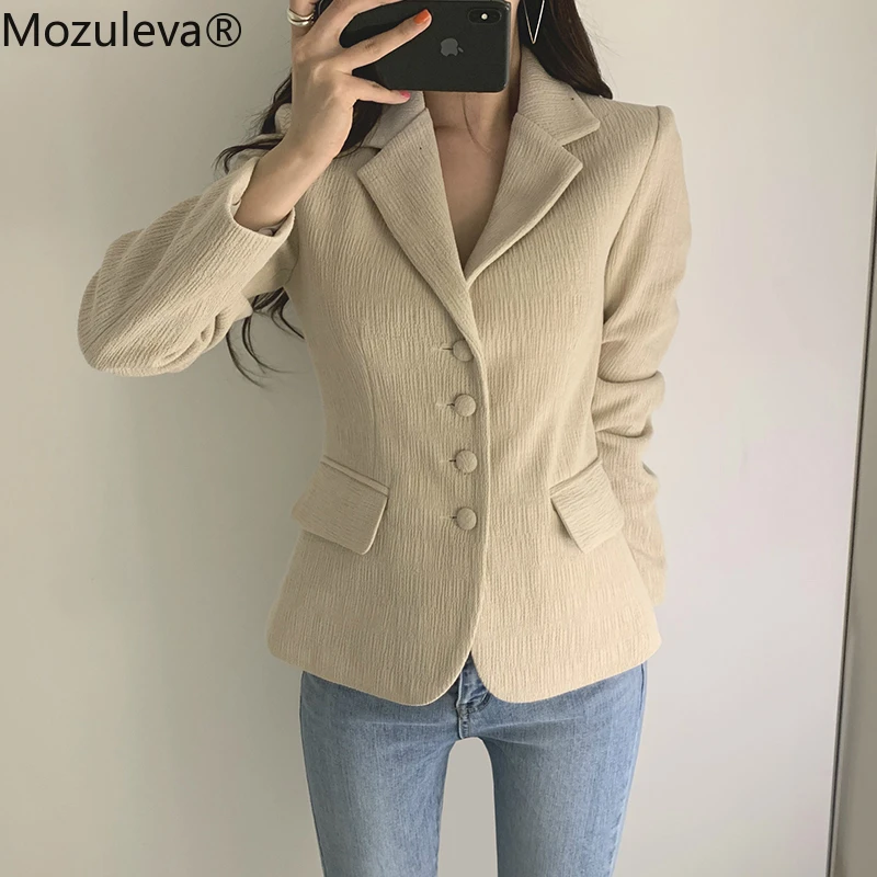 Mozuleva простой Однотонный женский блейзер с длинным рукавом однобортный