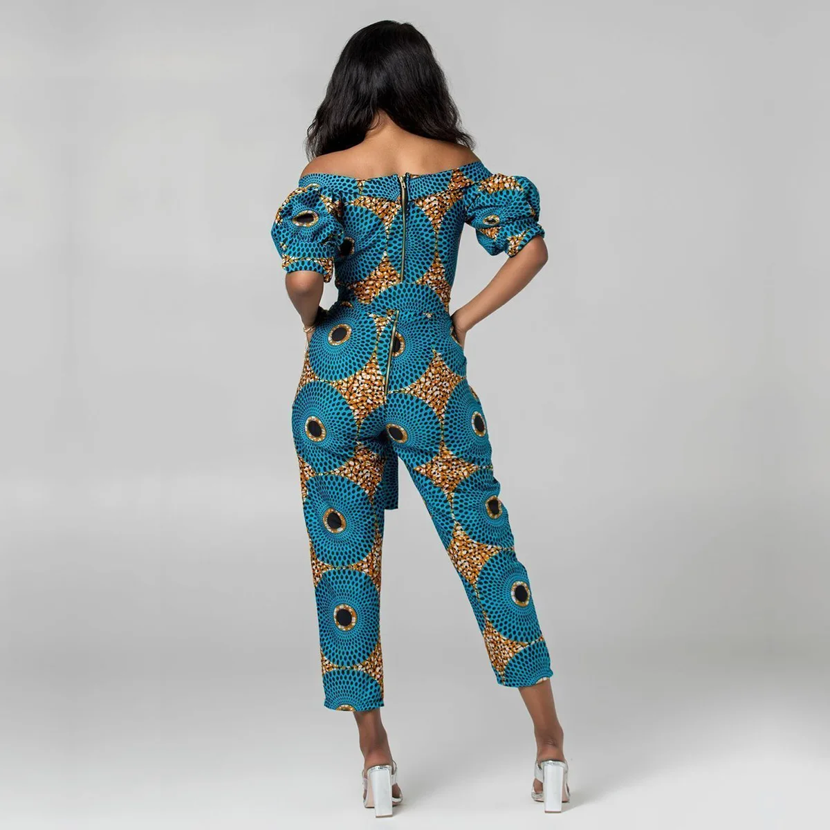 african fashion style New Summer African Printing Jumpsuit For Women Fashion Lantern Sleeves Off Shoulder Ankara Style Trousers Casual Lady Jumpsuit african outfits