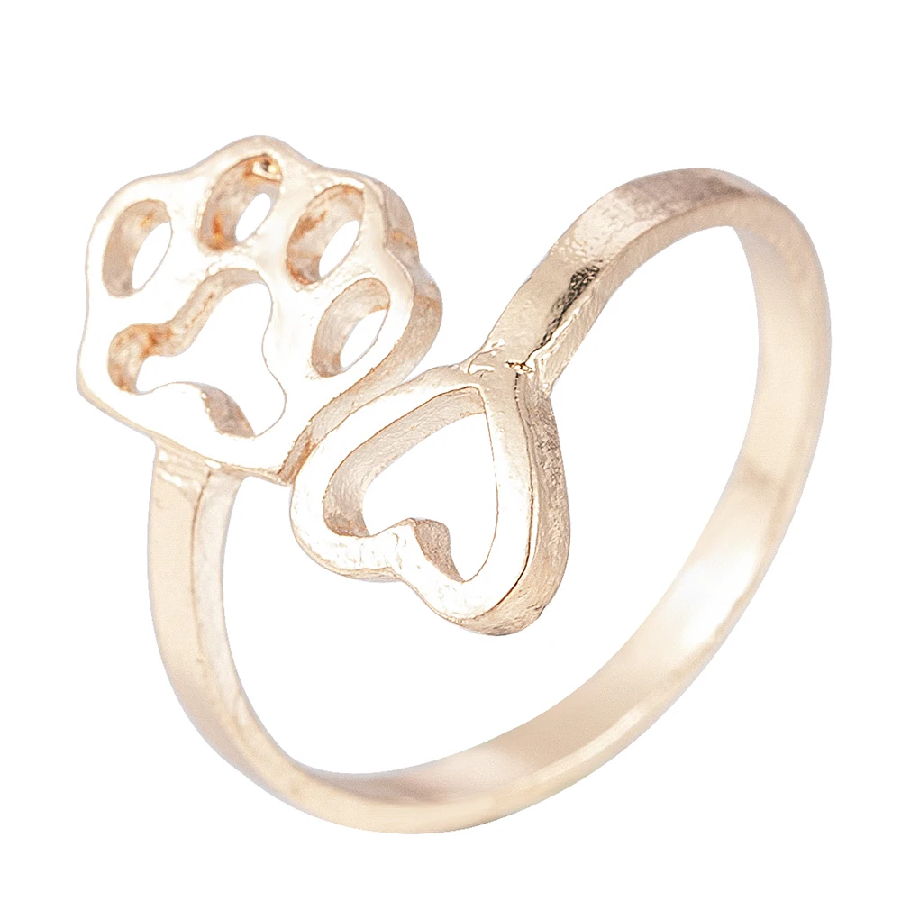 Модное милое кольцо в форме лапы с собаками, лапами и сердечками, популярные кольца для свадебной вечеринки, женские очаровательные ювелирные изделия - Цвет основного камня: RA17