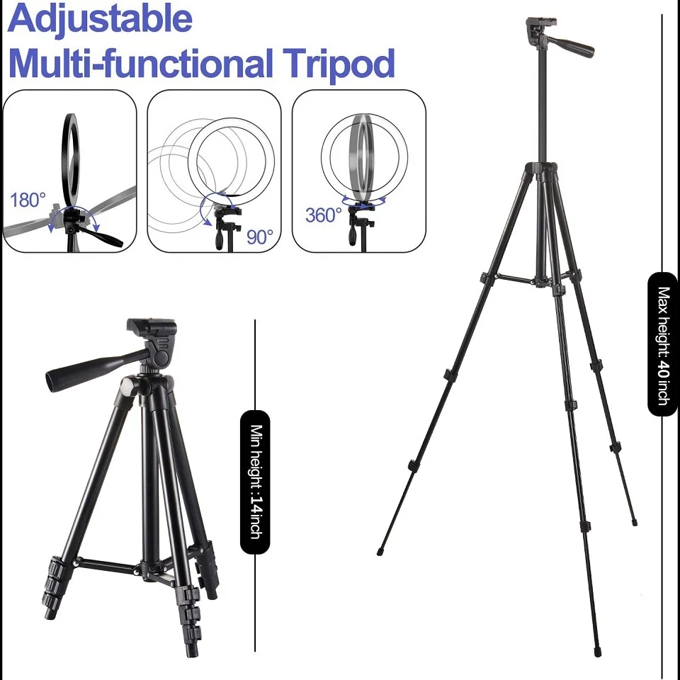 10in RGB Selfie Ring Light Tripod LED Fill Light Photography - Main Image