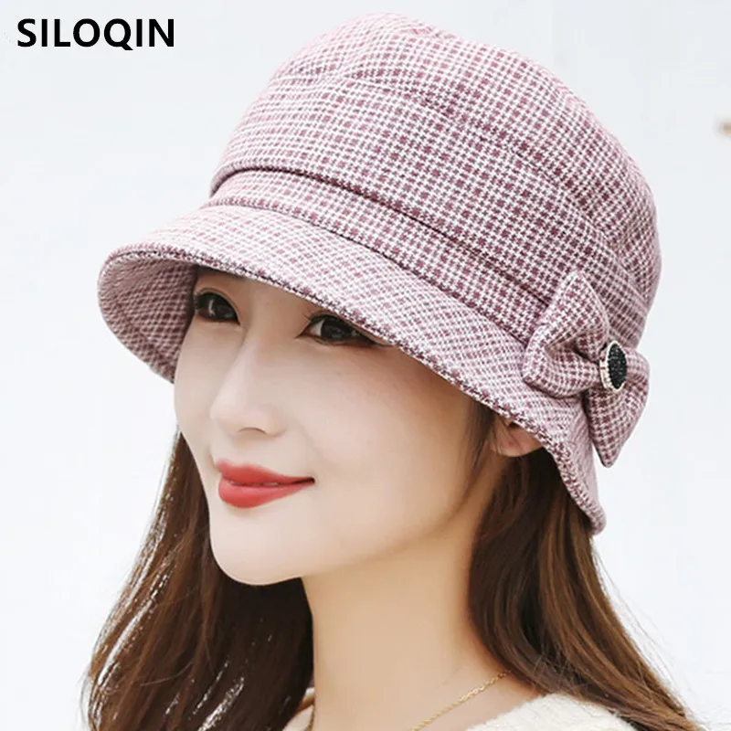 

Foldable Autumn Winter Women's Hat Bow Decoration Bucket Hats Korean Style Elegant Trends Female Hat Retro Ladies Travel Caps