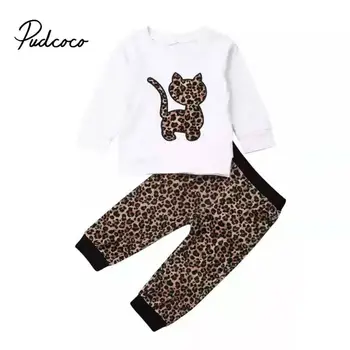 

2020 Fashion Baby Girls Clothes Sets New Years Long Sleeve Tops+Pants 2Pcs Casual Spring Autumn Outfit Leopard Print 6M-4 Years