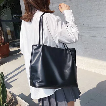 

[BXX] PU Leather Shoulder Bags For Women 2020 Solid Color Simple Handbags Female Shoulder Messenger Bag Large Capacity Bag HK343