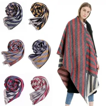 

Women Pashmina Winter Plaid Warm Shawl Oversize Cashmere Wrap Stole Long Scarves